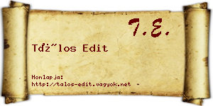 Tálos Edit névjegykártya